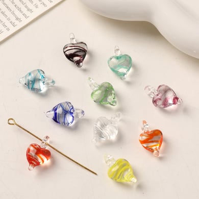 1 Piece Stripe Heart Glass DIY Women's Pendants h5 Picture2