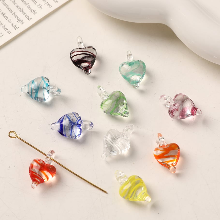 1 Piece Stripe Heart Glass DIY Women's Pendants Picture2