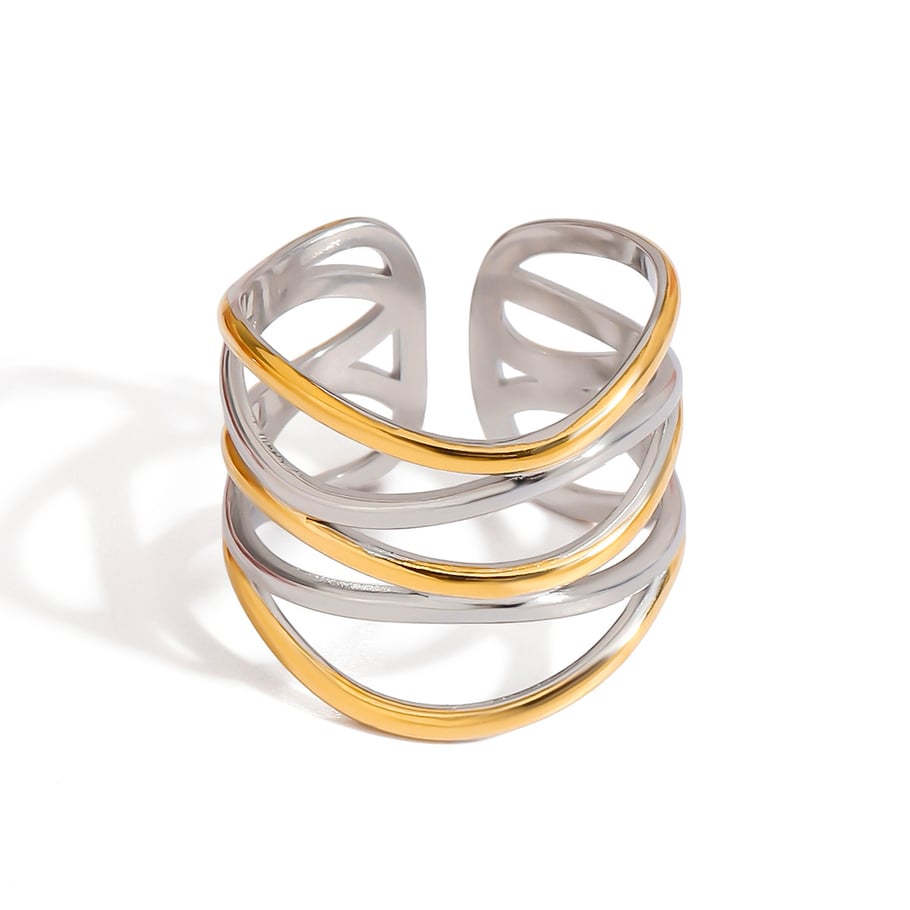 1 Piece Simple Series Stainless Steel Gold Color Women's Single Rings Picture5