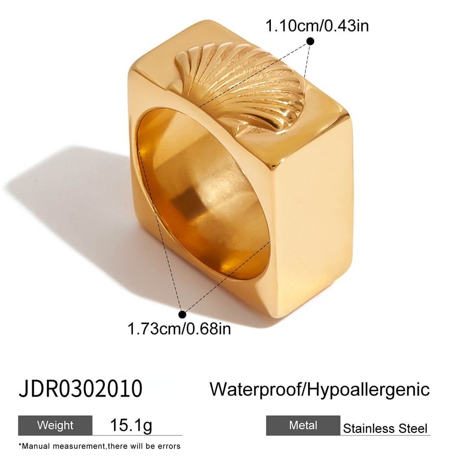 Shell Stainless Steel  Gold Color Statement Ring Picture2