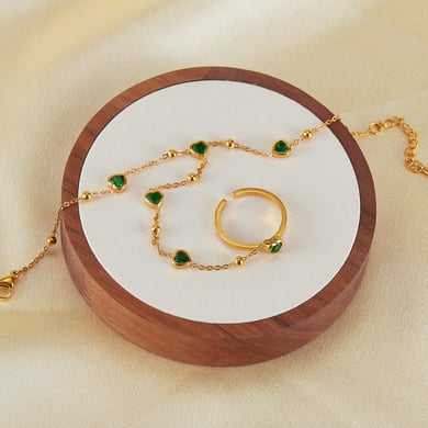 Pulsera de cadena de acero inoxidable con forma de corazón para mujer, color dorado y cristal, serie simple, 1 unidad h5 Imagen4