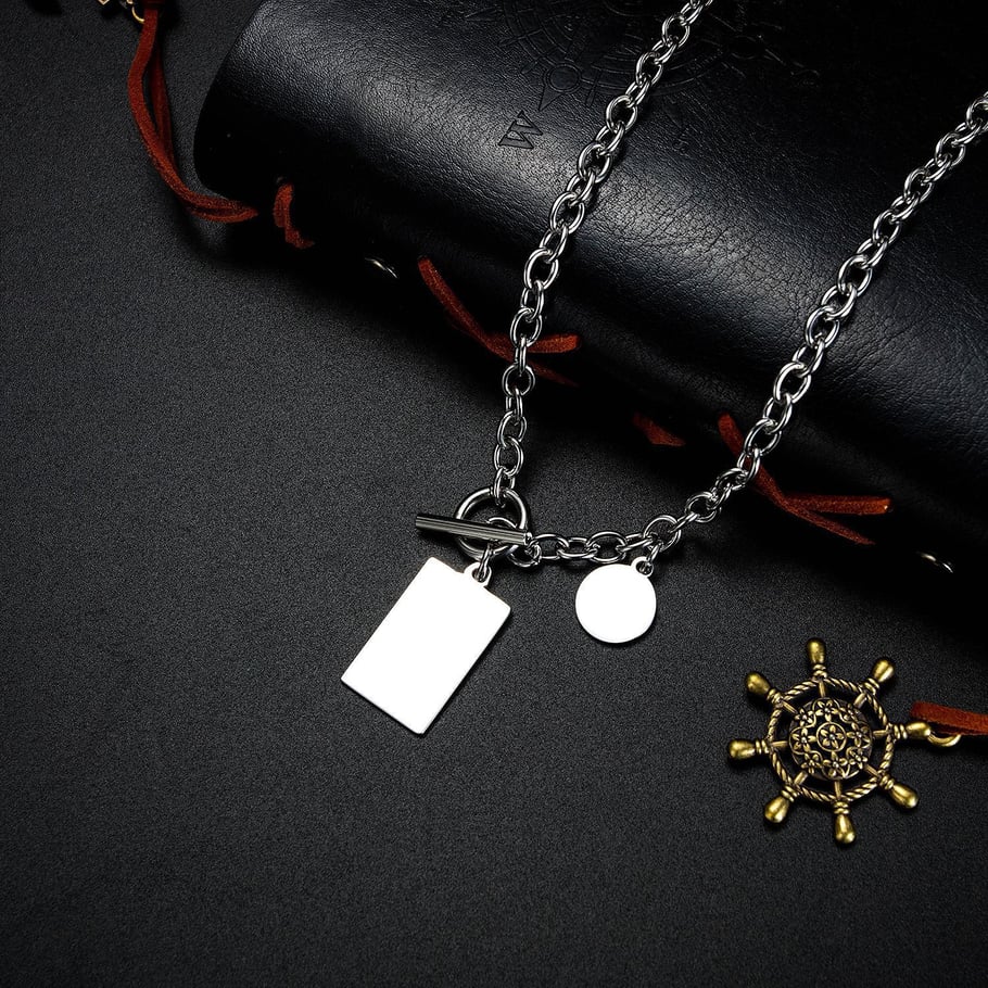 1 Piece Minimalist Rectangular Stainless Steel Men's Pendant Necklaces Picture4