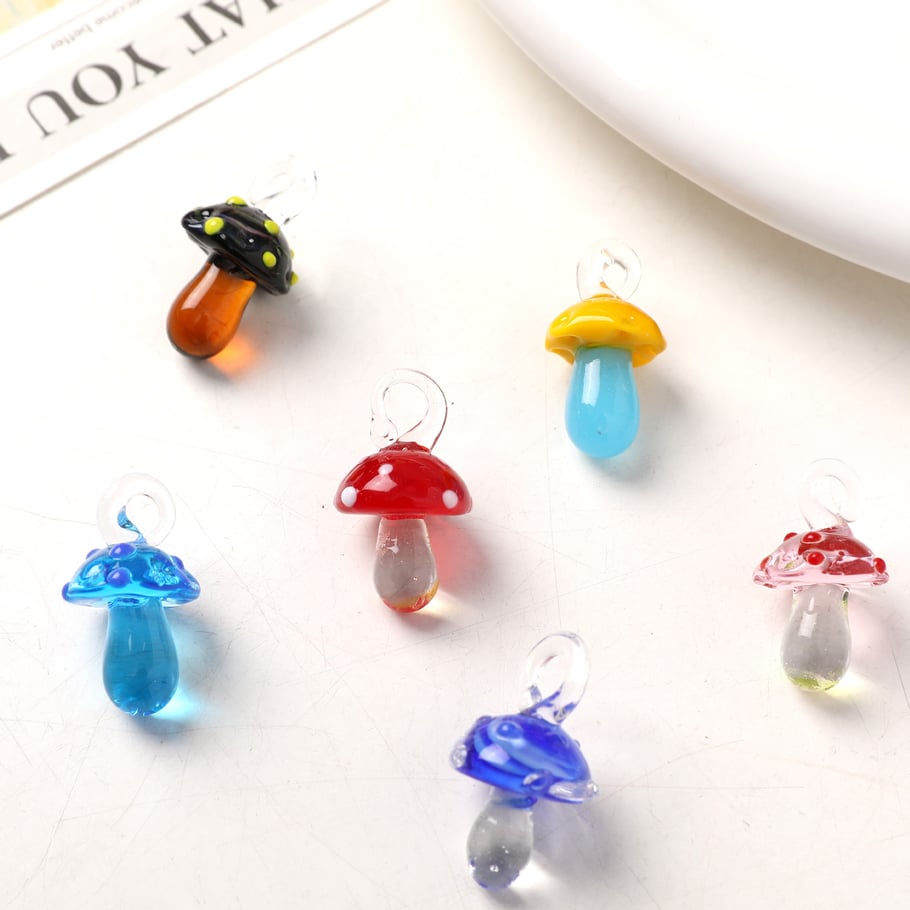 1 Piece Colorful Mushroom Glass DIY Women's Pendants Picture2