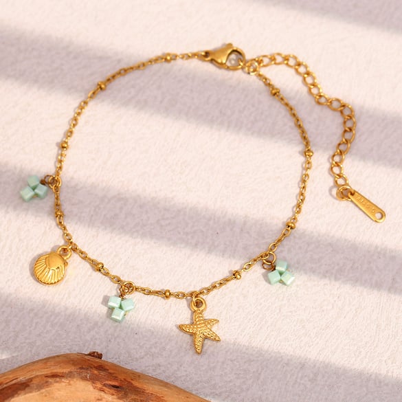 1 Stück einfache Serie süße Schildkröte Edelstahl Gold Farbe Damen Charm Armbänder 2