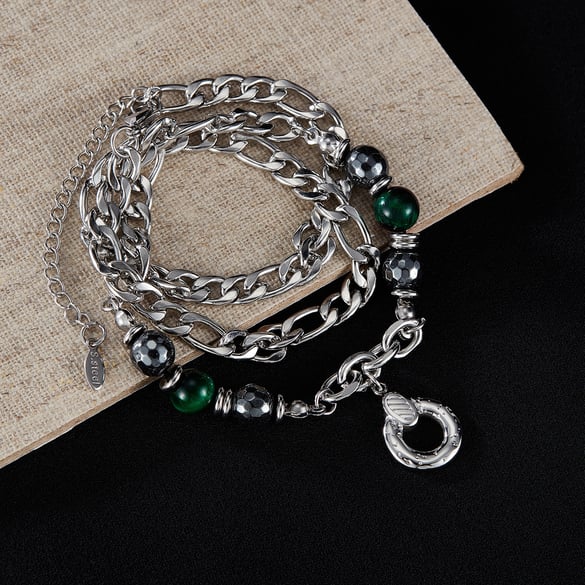 Collares de cadena de acero inoxidable con diseño geométrico sutil para hombre