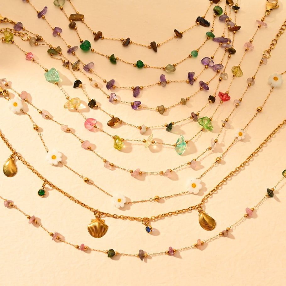 Polychrome Natural Flower Stainless Steel Gold Color Women's Anklets Picture2