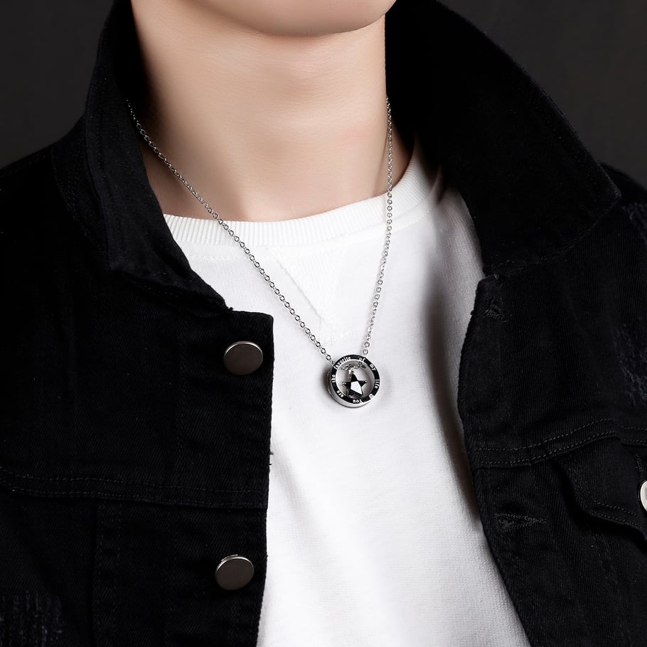 1 Piece Radiant Star Hoop Stainless Steel Men's Pendant Necklaces Picture5