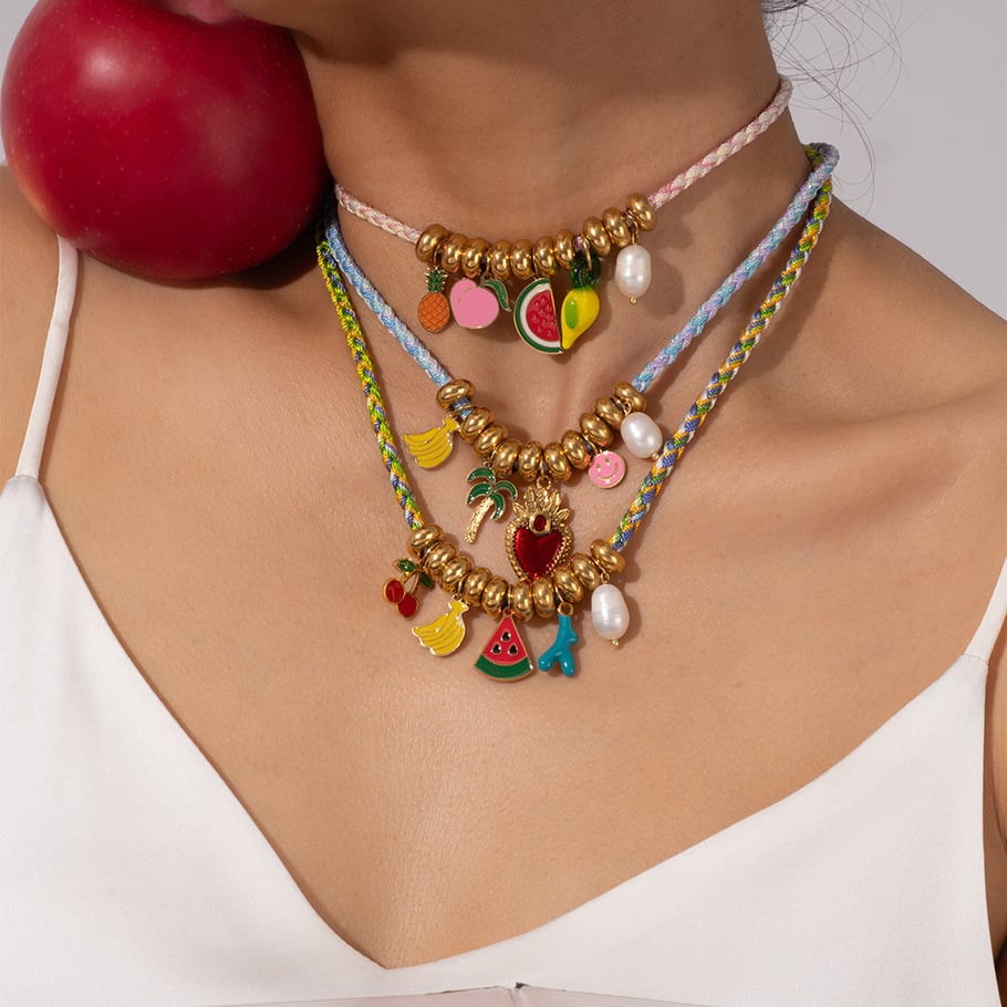Tropical Fruits Vacation Stainless Steel Gold Color Women's Pendant Necklaces Picture6