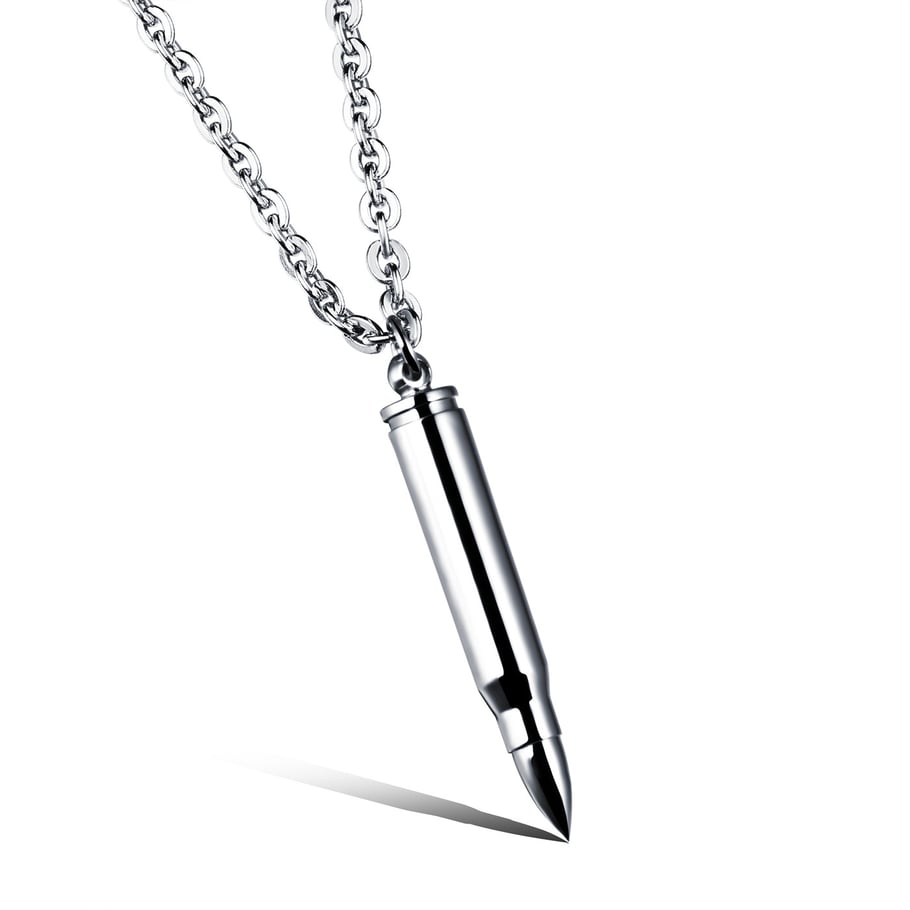 1 Piece Sleek Bullet Stainless Steel Men's Necklaces 