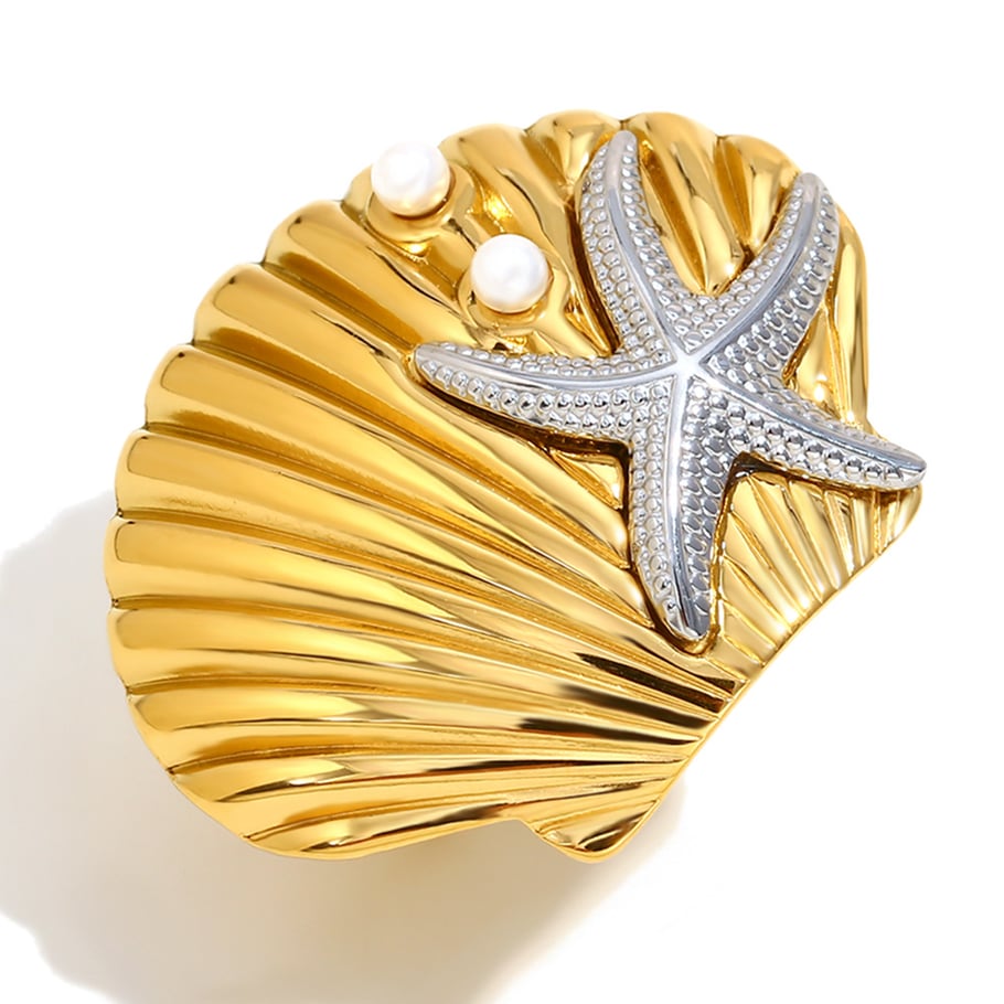 1 Stück Ohrstecker aus Edelstahl mit goldener Muschel aus der Ocean Collection Bild5