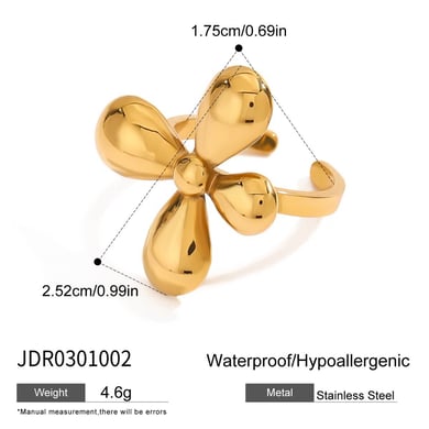 Flower Stainless Steel Gold Color Statement Rings h5 Picture2