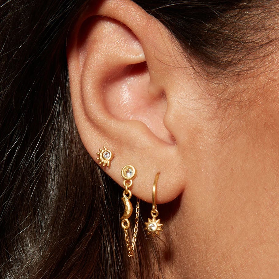 Daily Sun & Moon Stainless Steel Gold Color Drop Earrings Picture4