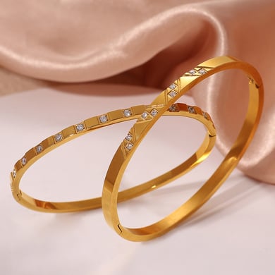 Classic Stainless Steel Gold Color Bangles h5 Picture4