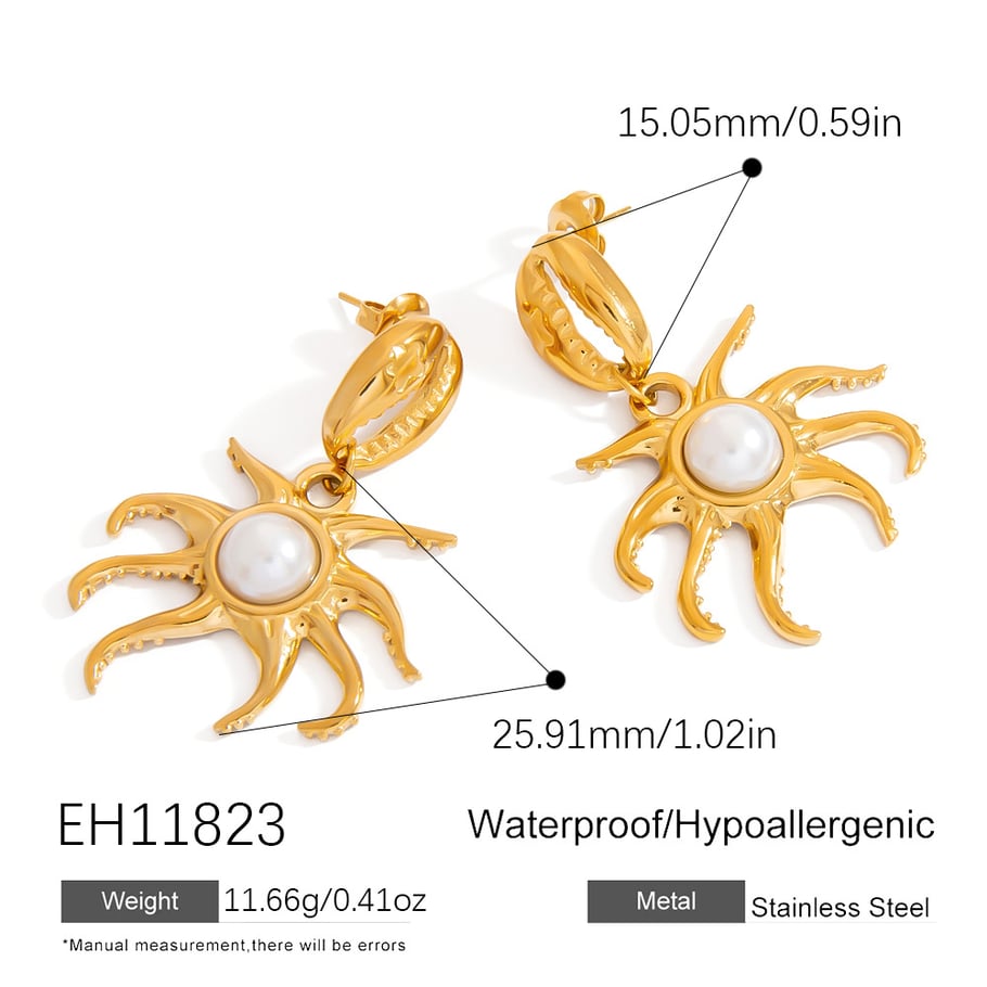 Octopus Stainless Steel Gold Color Drop Earrings Picture2
