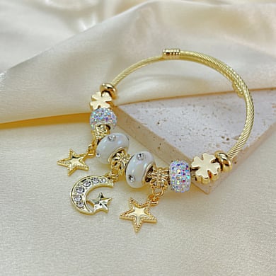 1 Stück Simple Series Niedliche Stern Edelstahl Damen Armreifen h5 Bild5