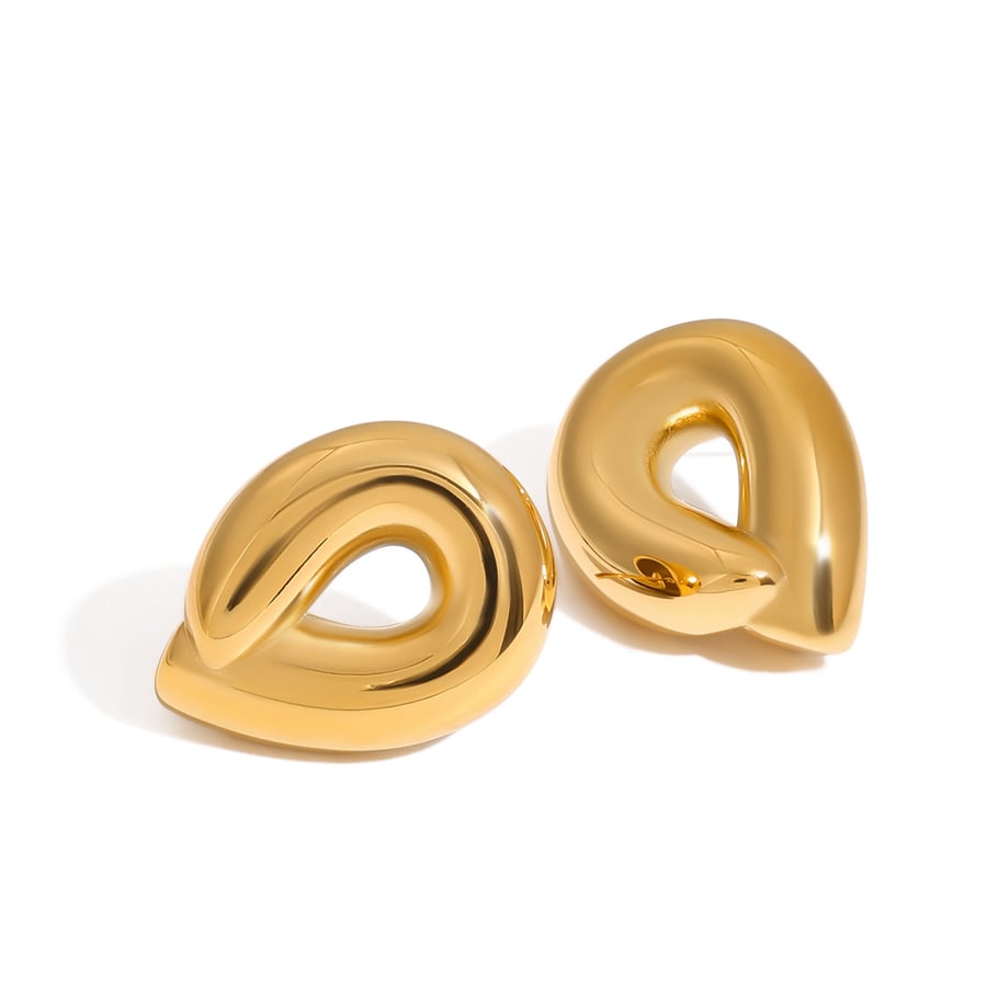 1 Pair Simple Stainless Steel Gold Color Women's Stud Earrings Picture7