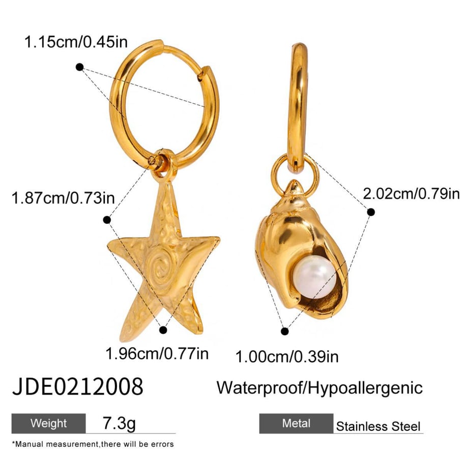 Ins Style Starfish Stainless Steel Gold Color Drop Earrings Picture2