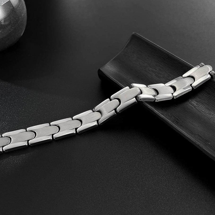 1 Piece Sleek Series Punk Geometric Patchwork Stainless Steel Men's Bracelets Picture6