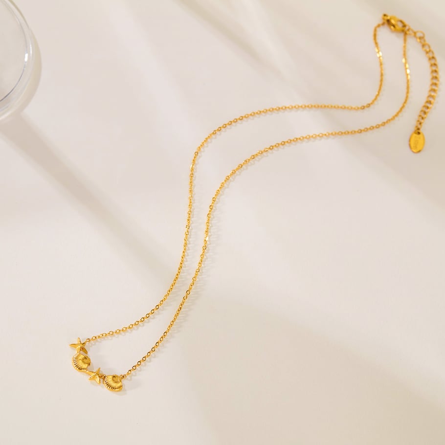 1 Piece Vacation Series Marine Starfish Stainless Steel Gold Color Women's Pendant Necklaces h5Picture4