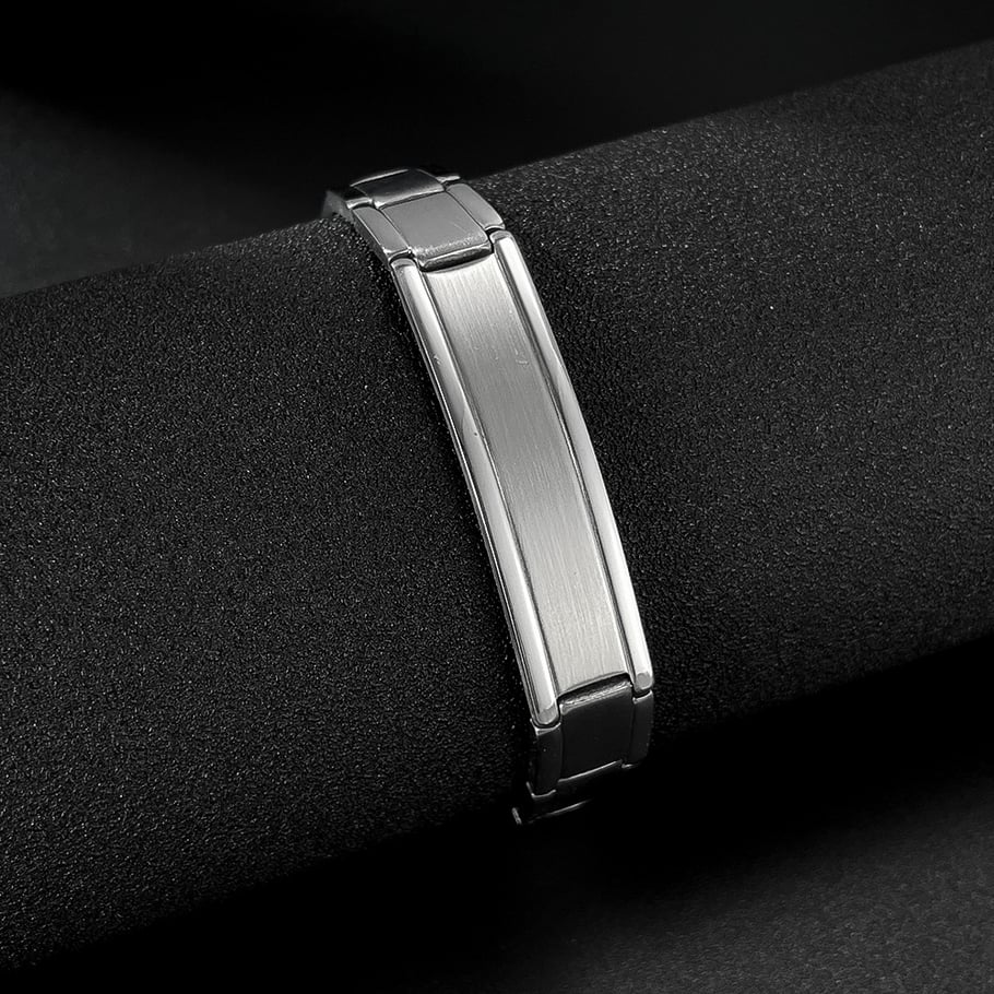 1 Piece Minimalist Series Punk Rectangular Stainless Steel Men's Bracelets Picture7