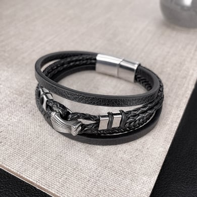 1 Piece Designable Multilayer Stainless Steel Men's Bracelets h5 Picture5