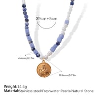 XL437BEG Natural Stone Gold Necklace 