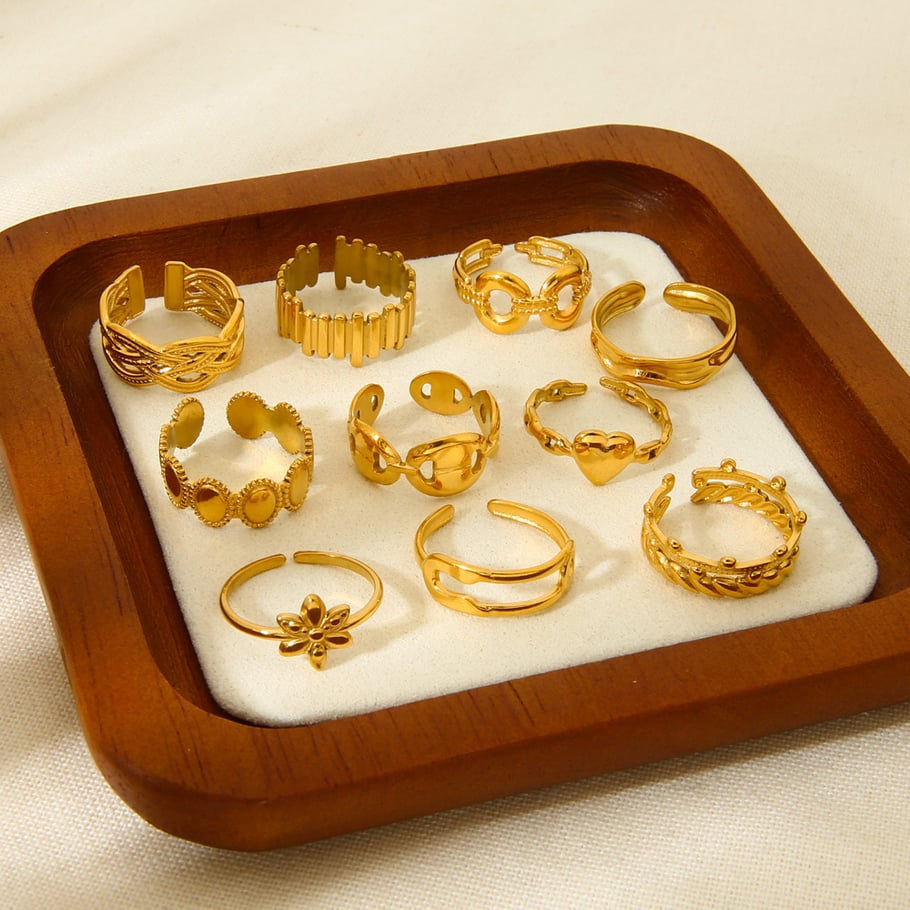 Simple and Versatile Gold Colored Stainless Steel Women's Ring Picture3
