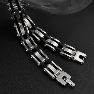 1 Piece Bold Series Fashionable Geometric Stainless Steel Men's Bracelets h5 Picture6