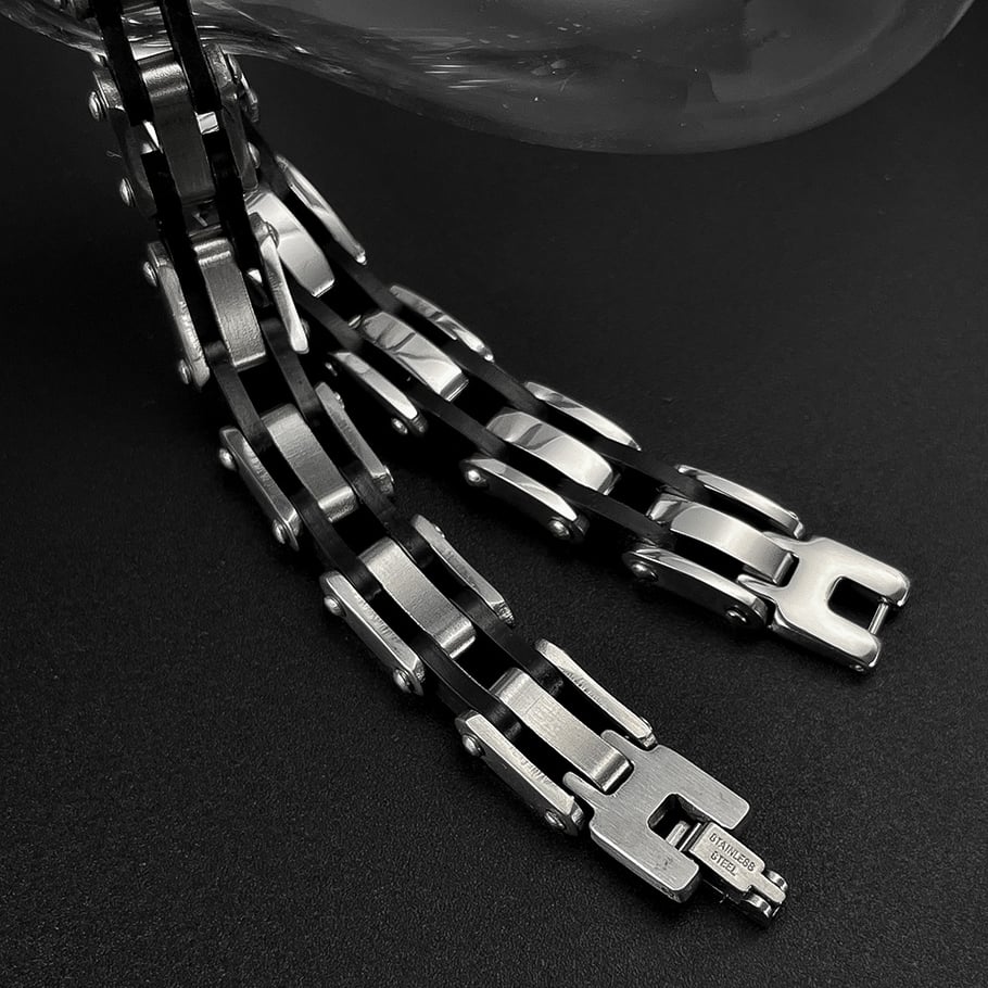 1 Piece Bold Series Fashionable Geometric Stainless Steel Men's Bracelets Picture6
