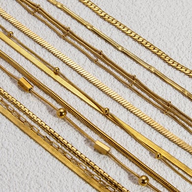 1 Piece Classic Series Daily Solid Color Stainless Steel Gold Color DIY Women's Chain Bracelets h5 Picture2