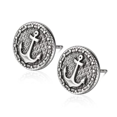 1 Pair Modern Retro Boat Anchor Stainless Steel Men's Earrings h5 