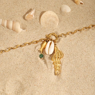 Oceanic Stainless Steel Gold Color Pendant Necklace h5 Picture5