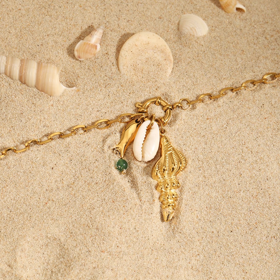 Oceanic Stainless Steel Gold Color Pendant Necklace Picture5