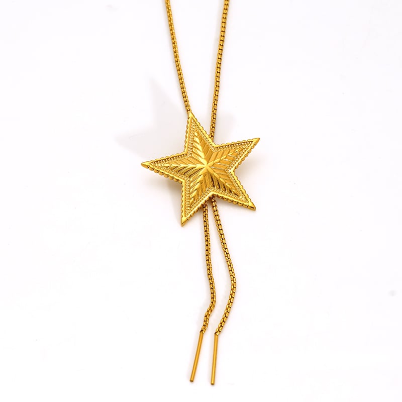 Star Stainless Steel Gold Color Long Necklaces 