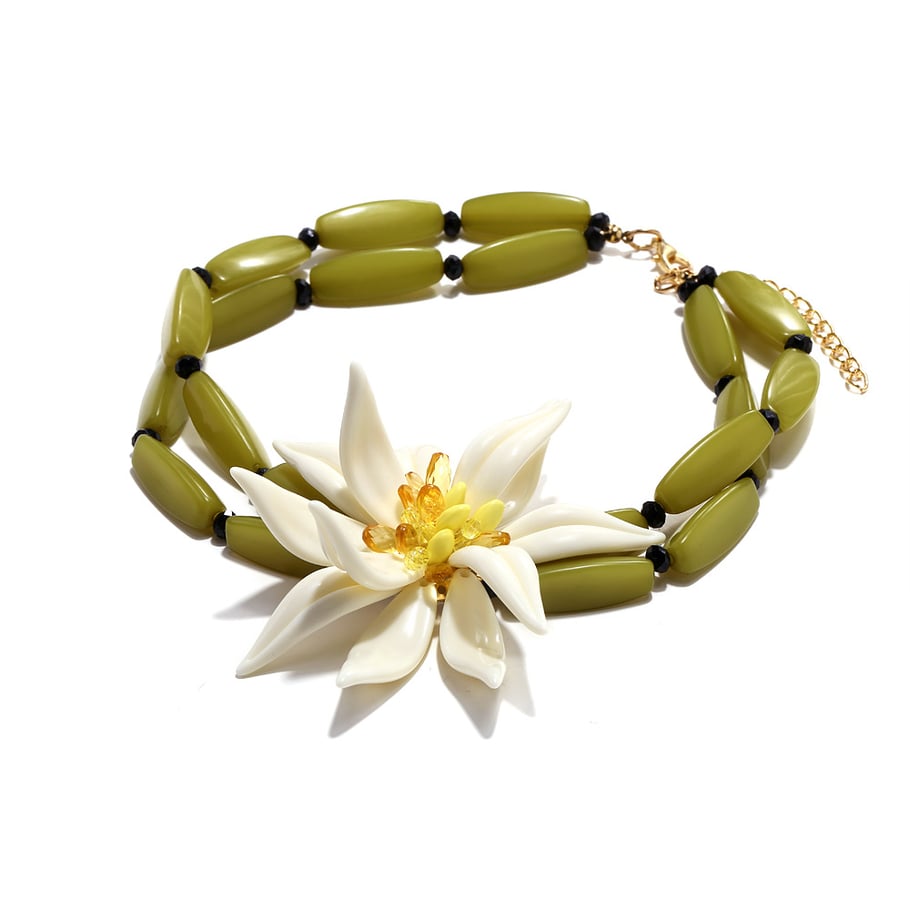 1 Piece Holiday Style Beaded Dimensional Large Flower Women's Beaded Necklaces h5Picture5