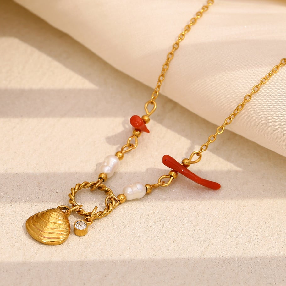 Vacation Stainless Steel Gold Color Pendant Necklaces Picture5