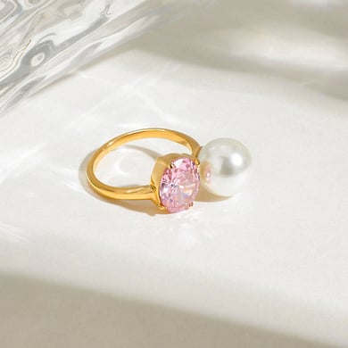 Retro Stainless Steel  Gold Color Gemstone Rings h5 Picture4