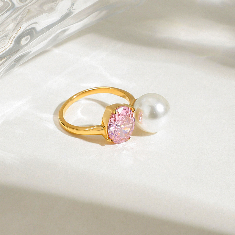 Retro Stainless Steel  Gold Color Gemstone Rings Picture4