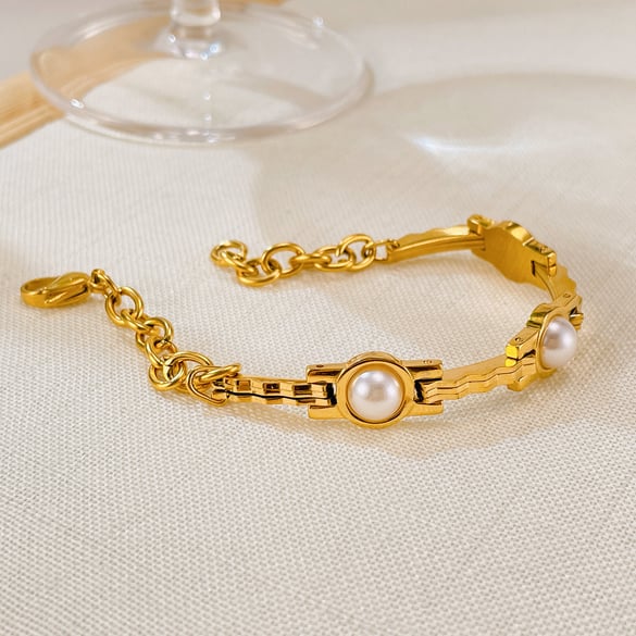 Bracciale retrò in acciaio inossidabile color oro