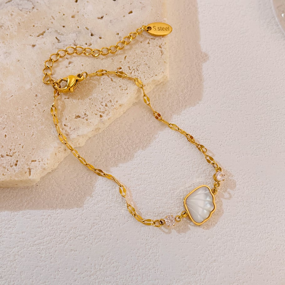 Pulsera de cadena de acero inoxidable para mujer, serie simple, geométrica, color dorado, 1 unidad Imagen4