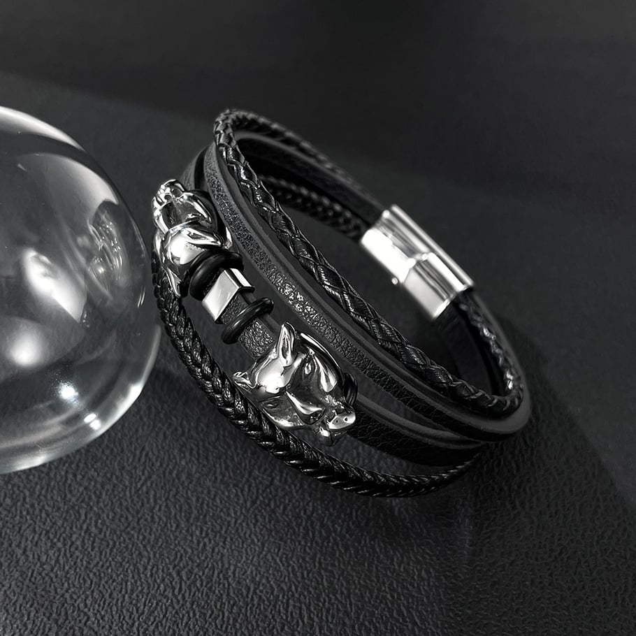 1 Piece Leopard Leather Rock Men's Bracelets Picture4
