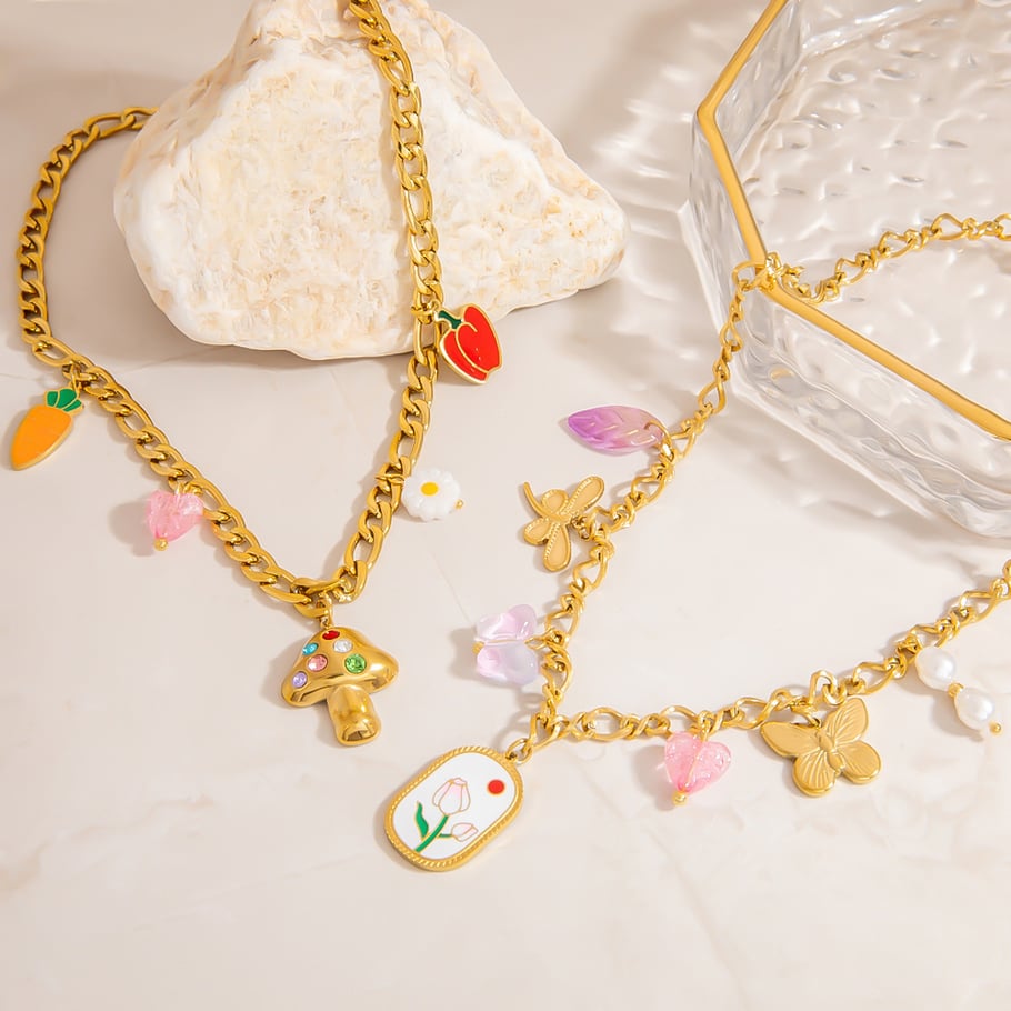 Cute Fruit Stainless Steel Gold Color Pendant Necklaces Picture4