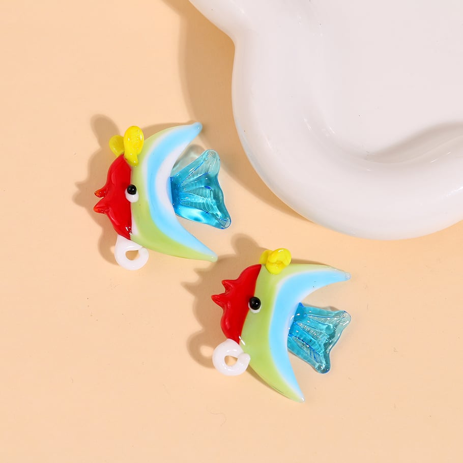 Pendentifs en verre pour femme, poissons tropicaux océaniques, à faire soi-même