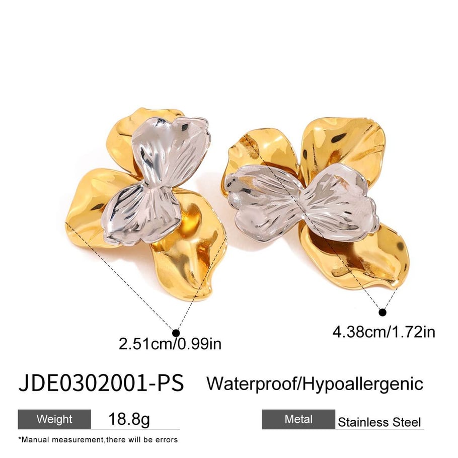 Retro Flower Stainless Steel Mixed Color Stud Earrings Picture2