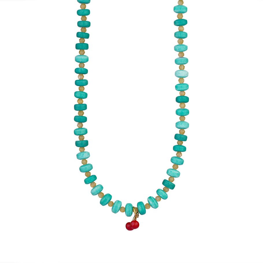 Vivid Nature Stone Beads Stainless Steel Gold Color Women's Beaded Necklaces 