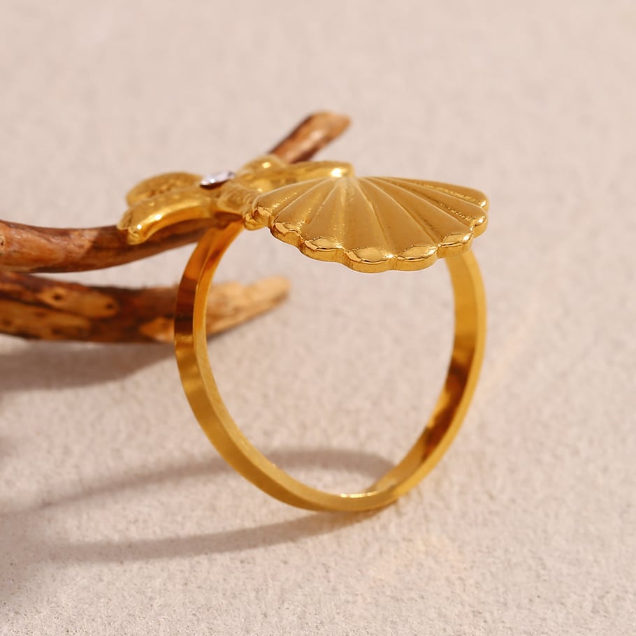 Starfish & Shell Stainless Steel Gold Color Adjustable Rings Picture5
