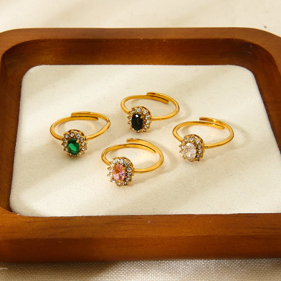 Leichter, luxuriöser verstellbarer Ring aus Edelstahl mit Zirkonia Bild3
