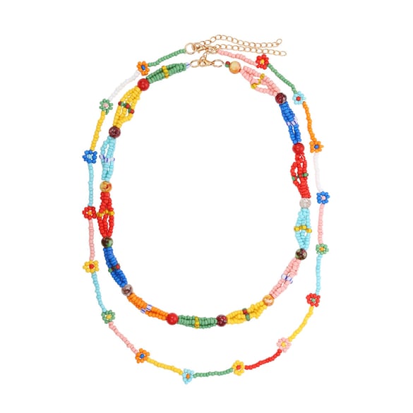 Collana a strati in resina con perline casual, serie semplice, da donna, 1 pezzo