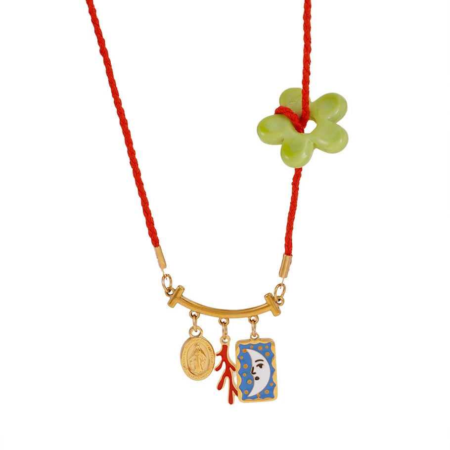 1 Piece Vivid Series Elegant Flower Oil-spot Glazing Stainless Steel Gold Color Women's Pendant Necklaces Picture6