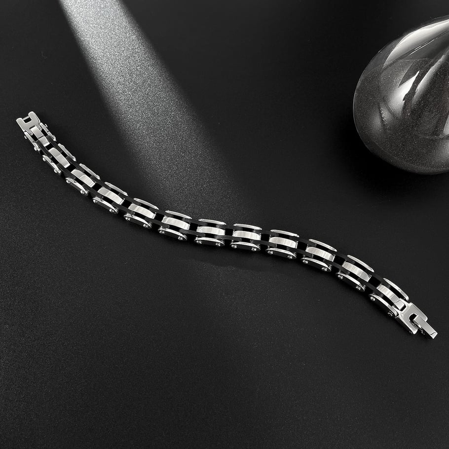 1 Piece Bold Series Fashionable Geometric Stainless Steel Men's Bracelets Picture3